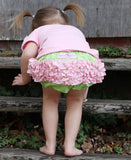 RuffleButts Lime with Pink RuffleButt - 3-6m