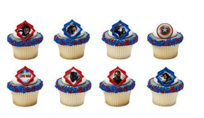 24 Captain America Divided Civil War Cupcake Topper Rings