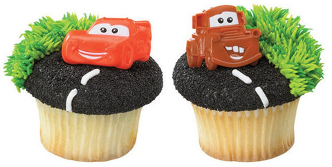 24 Disney Cars Lightning McQueen and Tow Mater Cupcake Topper Rings
