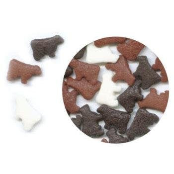 White, Black and Brown Cow Edible Sugar Quin Sprinkles Cake Decorations