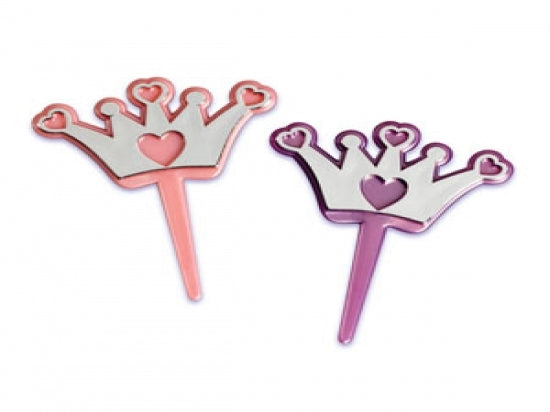 24 Princess Crown Cupcake Picks