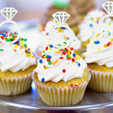 24 Diamond Ring Clear Cupcake Topper Picks