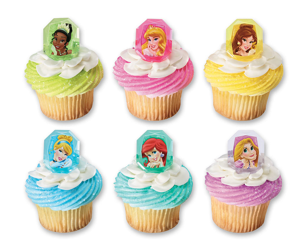 32 Disney Princess Gemstone Cupcake Topper Rings
