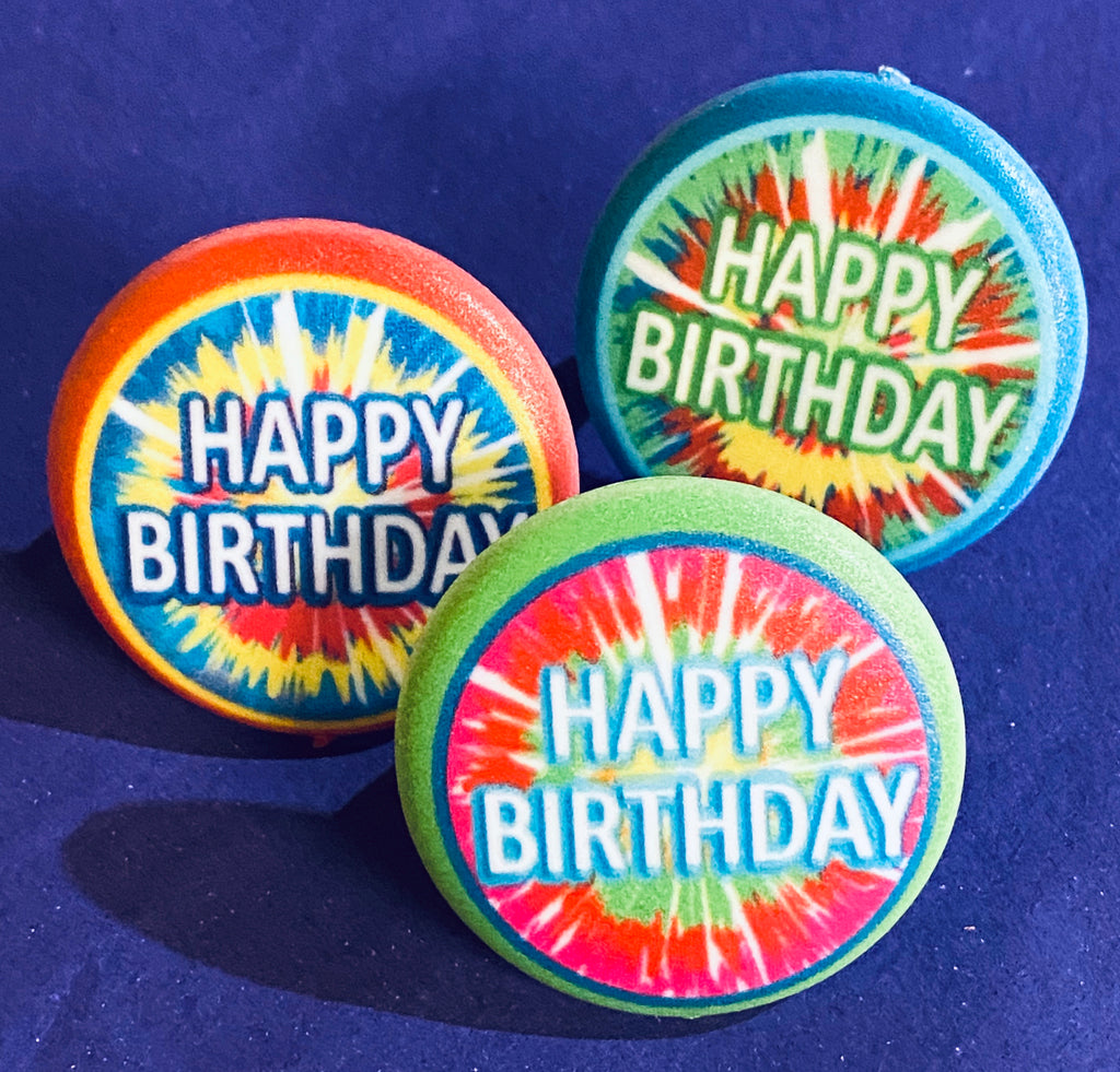 24 Happy Birthday Tie-Dye Cupcake Rings