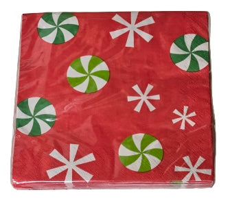 Christmas Snowflakes and Mints Luncheon Napkins