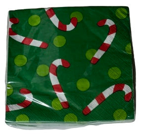Christmas Candy Canes and Dots Beverage Napkins