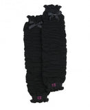 RuffleButts Black Gathered Leg Warmers - OS