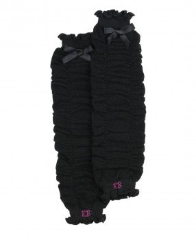 RuffleButts Black Gathered Leg Warmers - OS