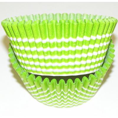 Lime Green with White Stripes Cupcake Baking Cups