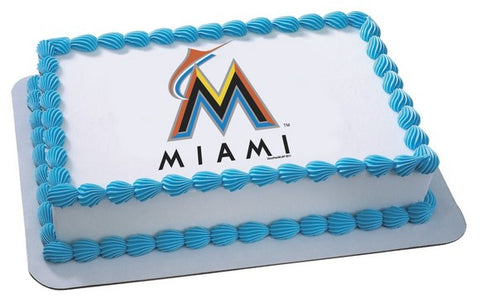 MLB Miami Marlins Edible Icing Sheet Cake Decor Topper