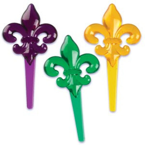 12 Transluscent Fleur De Lis Cupcake Picks