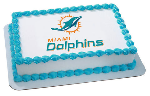 NFL Miami Dolphins Edible Icing Sheet Cake Decor Topper