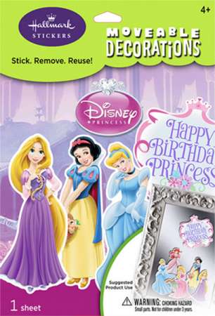 Disney Princess Cinderella, Aurora, Snow White, Rapunzel, and Ariel Moveable Decorations Stickers