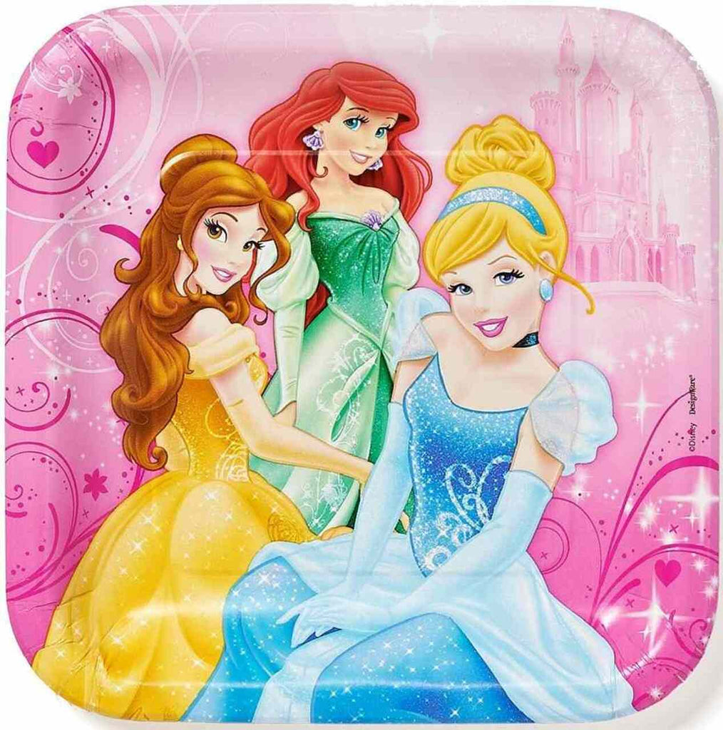 Disney Princess Sparkle & Shine Birthday Party 9" Square Dinner Plates