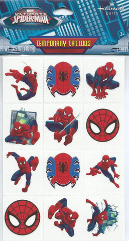 Ultimate Spider-man Temporary Tattoos Party Favor