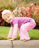 RuffleButts Pink Knit RuffleCrawler - 12-18m