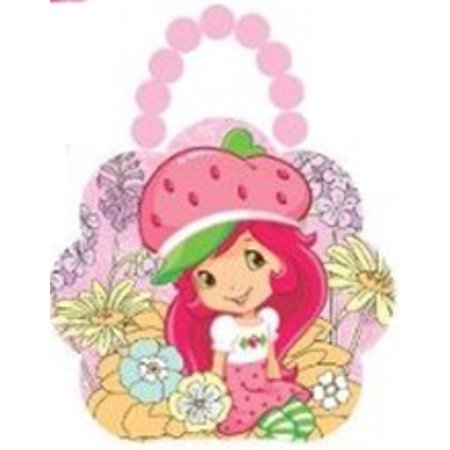 Strawberry Shortcake Tin Box Carry All Flower Purse with Beaded Handle - Pink