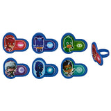 24 Catboy, Owlette, and Gecko PJ Heroes and Villains Cupcake Topper Rings