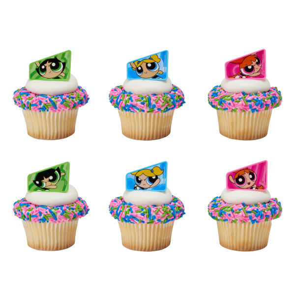 24 Powerpuff Girls Cupcake Topper Rings