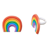 24 Rainbow Cupcake Topper Rings