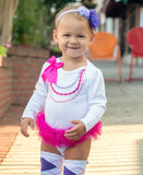 RuffleButts Fancy Necklace Long Sleeve Tutu Onesie - 0-3m