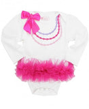 RuffleButts Fancy Necklace Long Sleeve Tutu Onesie - 0-3m