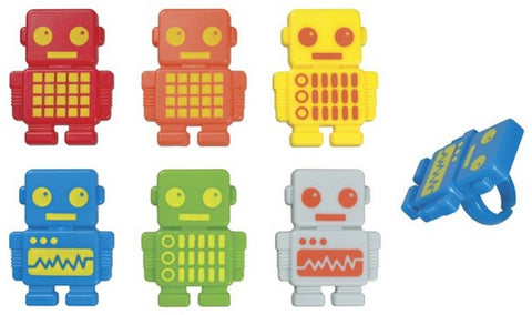 12 Robot Cupcake Topper Rings