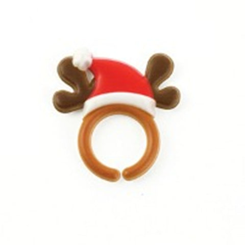 12 Santa Hat Antler  Cupcake Topper Rings