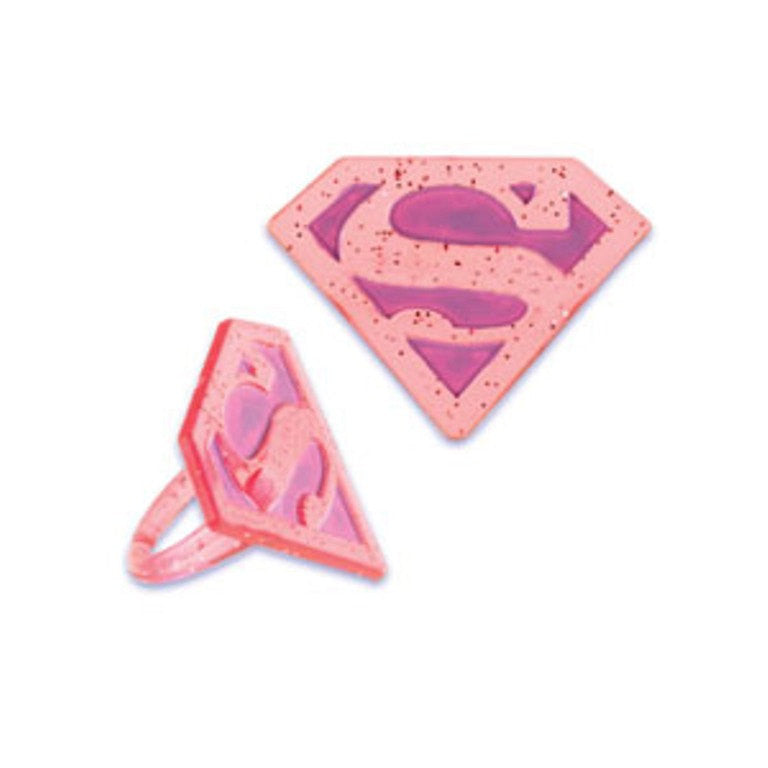 24 Supergirl Cupcake Topper Rings