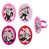 24 Looney Tunes Pepe & Penelope L'Amour Cupcake Topper Rings
