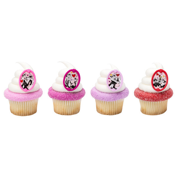 24 Looney Tunes Pepe & Penelope L'Amour Cupcake Topper Rings