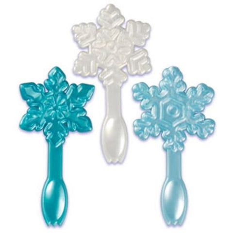 24 Snowflake Spoon Cupcake Topper Picks