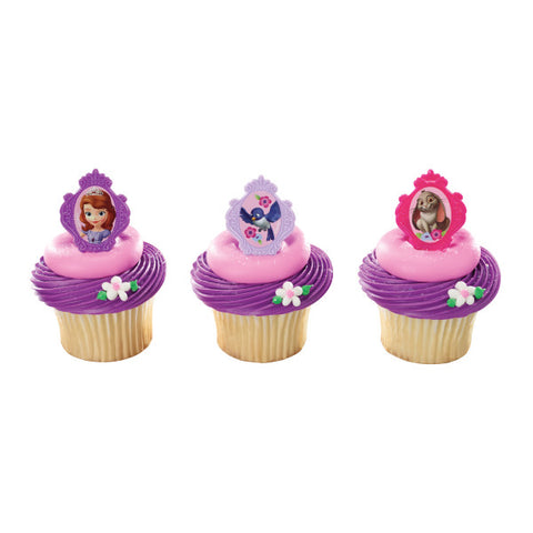 24 Disney Princess Sofia the First Cupcake Topper Rings