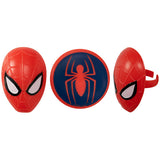 24 Spiderman Face and Spider Cupcake Topper Rings