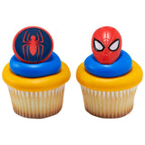 24 Spiderman Face and Spider Cupcake Topper Rings