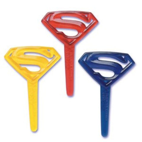 12 Superman S-Shield Cupcake Picks