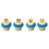 24  SpongeBob Mood Faces Cupcake Topper Rings