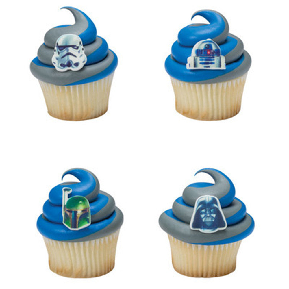 12 Star Wars Darth Vader, Stormtrooper, R2D2 and Boba Fett Cupcake Topper Decorations