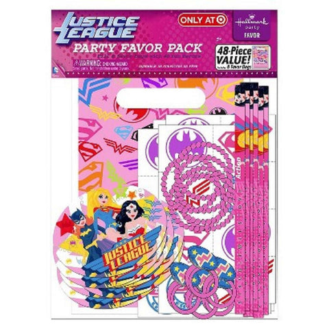 Justice League Superhero Party Favor Pack featuring Wonder Woman, Supergirl, and Batgirl