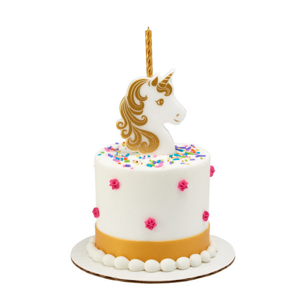 Golden Unicorn Candle Holder Cake Topper