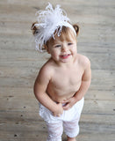 RuffleButts White Hepburn Headband