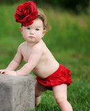 RuffleButts Red Woven RuffleButt Bloomers - 3-6m