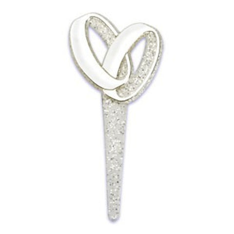 12 Silver Interlocking Double Wedding Ring Cupcake Picks