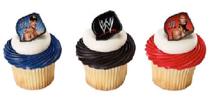24 WWE Rock and Cena Cupcake Topper Rings